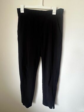 Athleta Black Pants Size 6 Ribbed Side Stripe Stretch Travel Work Pants